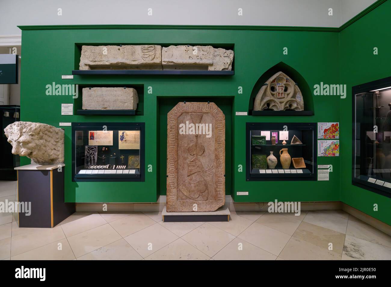 Budapest, Ungarn. Artefakte und Interieur des Ungarischen Nationalmuseums - Nationalmuseum für Geschichte, Kunst und Archäologie Stockfoto