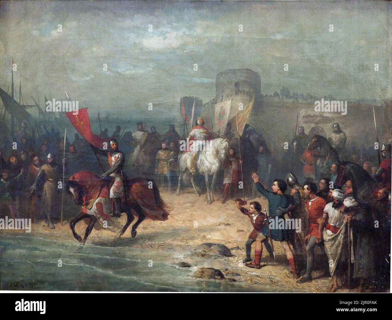 Toma de posesión de las aguas de Cádiz por Alfonso X de Castilla (Museo de Jaén) Stockfoto