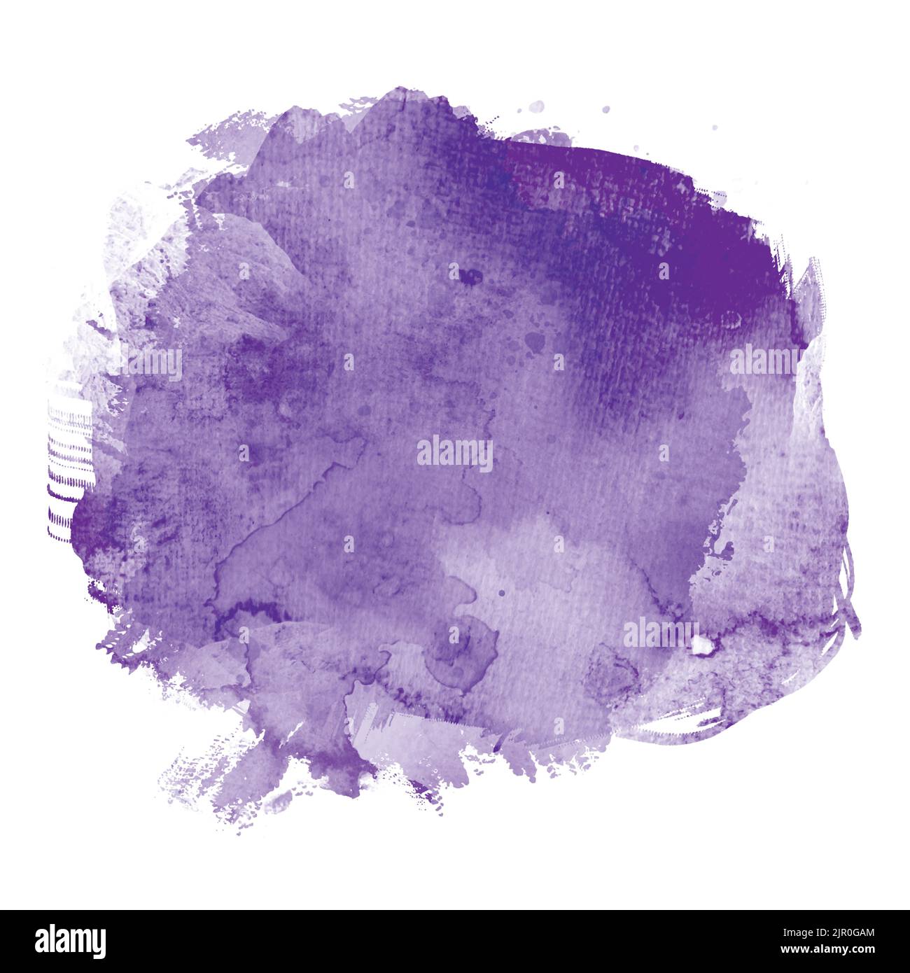 Lila Aquarell auf weißem Hintergrund. Es ist eine von Hand gezeichnete. Die Farbe, die in das Papier spritzt. Stock Vektor