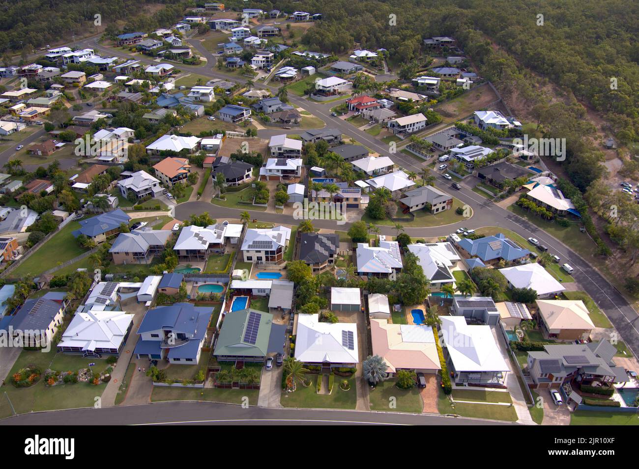 Luftaufnahme der Boyne Island in der Nähe von Gladstone Queensland Australien Stockfoto