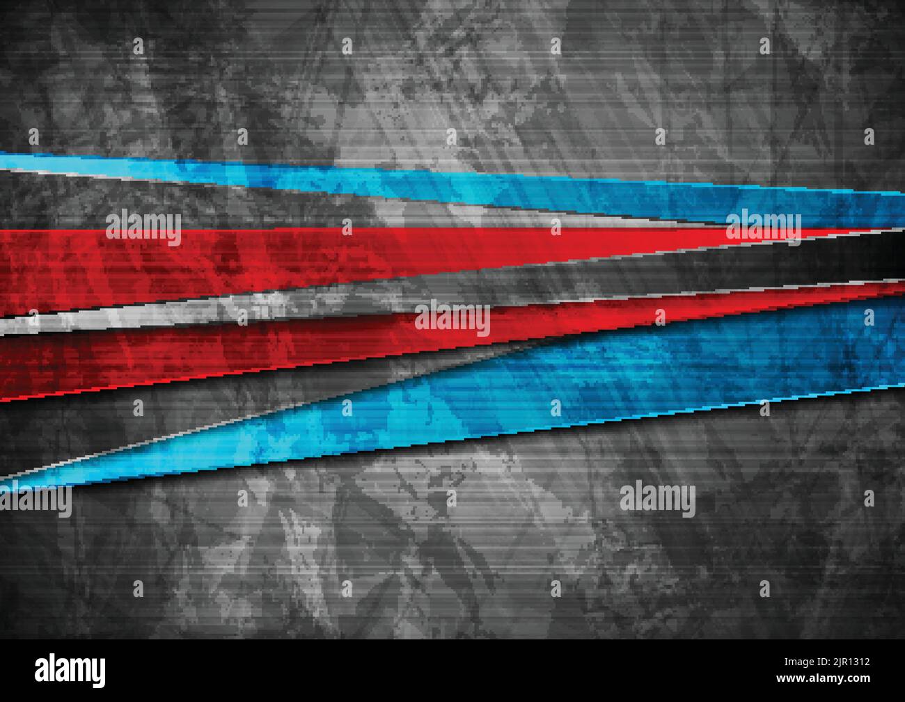 Grunge Tech Material Kontrast rot, blau und dunkelgrau Corporate Textur Hintergrund. Vektorgrafik Stock Vektor