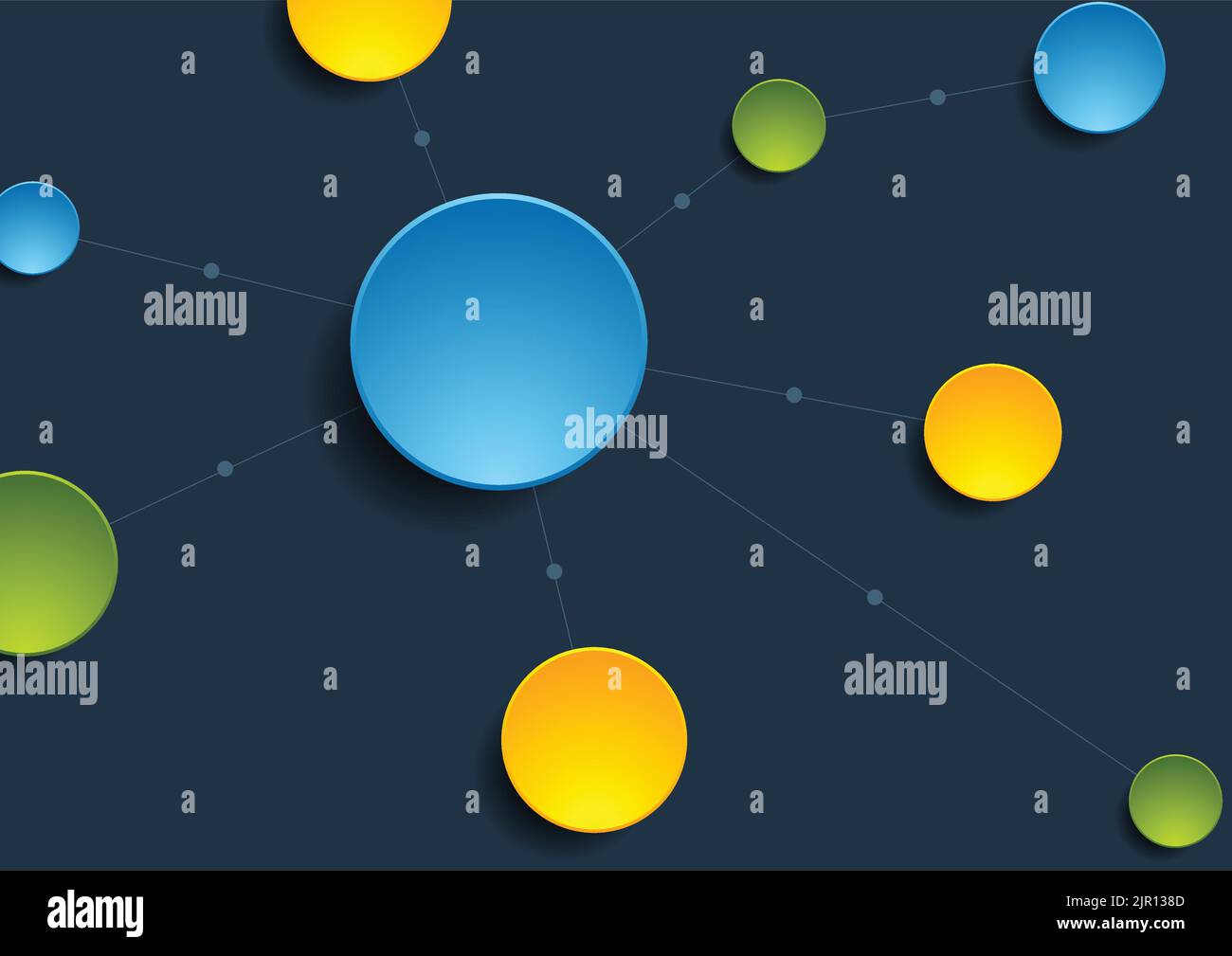 Helle Kreise mit Verbindungslinien abstrakten Technologiehintergrund. Vektordesign Stock Vektor