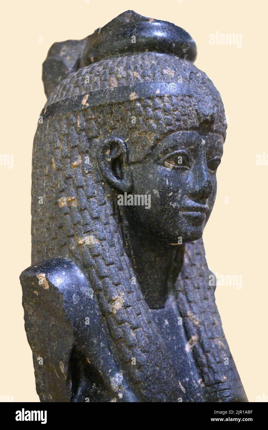 Cleopatra VII. Porträtskulptur im idealisierten ägyptischen Stil. Gegenstand gesehen im Royal Ontario Museum Stockfoto