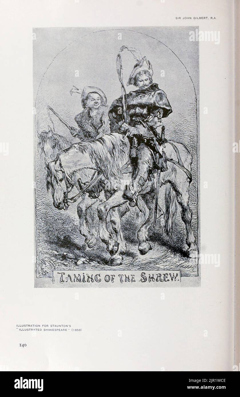 Die Zähmung der Shrew von Sir John Gilbert aus dem Buch „Shakespeare in pictorial Art“ von Salaman, Malcolm Charles, 1855-1940; Holme, Charles, 1848-1923 Erscheinungsdatum 1916 Verlag London, New York [etc.] : 'The Studio' ltd. Stockfoto