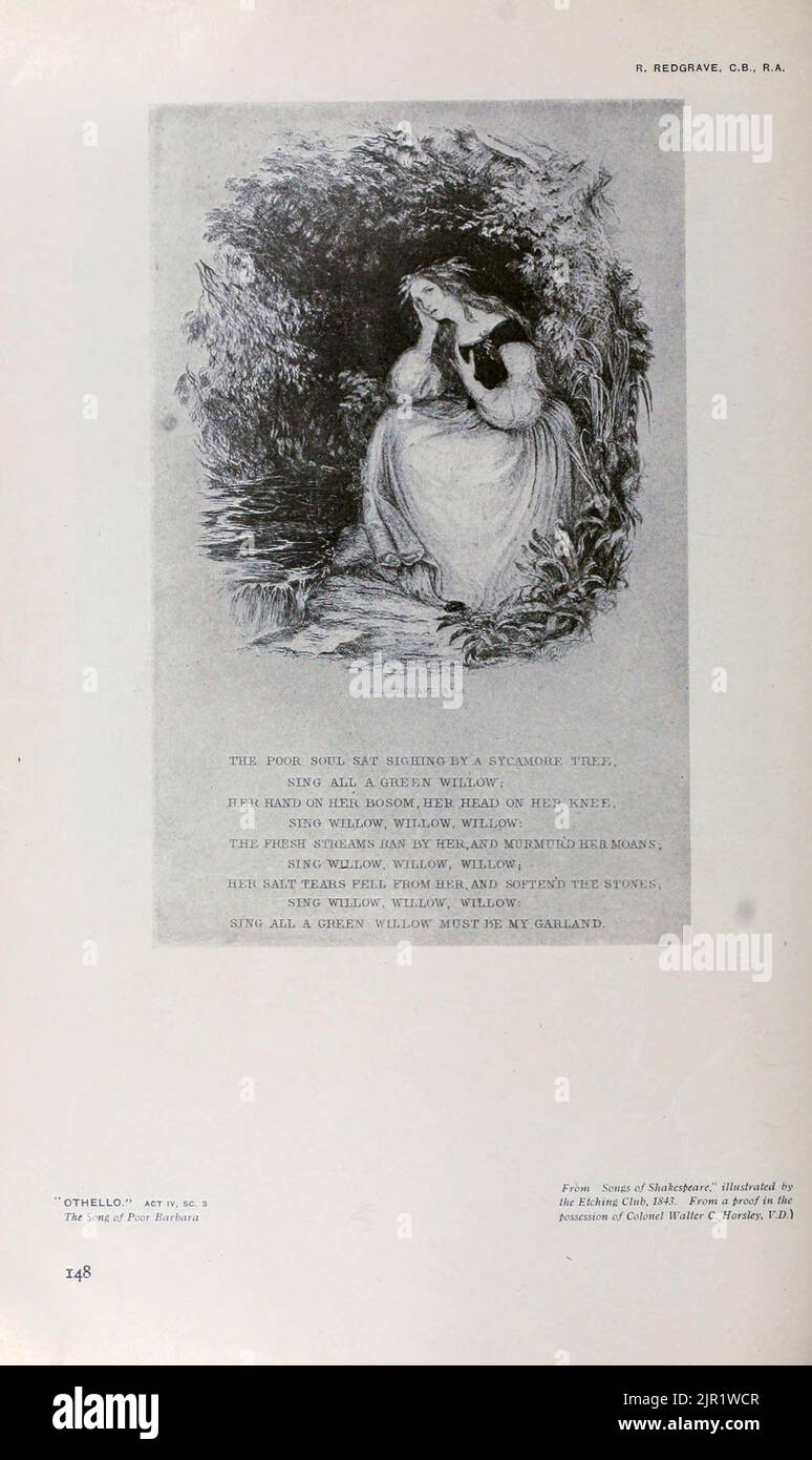 OTHELLO AKT IV. SC. 3 das Lied der armen Barbara von R. REDGRAVE aus dem Buch „Shakespeare in pictorial Art“ von Salaman, Malcolm Charles, 1855-1940; Holme, Charles, 1848-1923 Erscheinungsdatum 1916 Verlag London, New York [etc.] : 'The Studio' ltd. Stockfoto