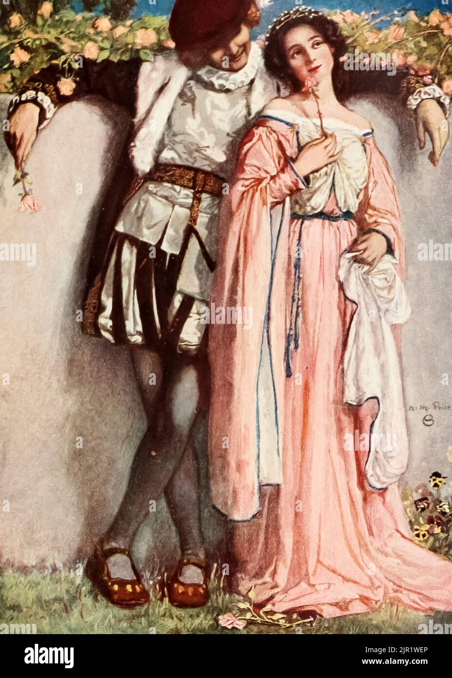 BEATRICE UND BENEDICK (viel Lärm um nichts Act IV. Szene l) aus dem Buch "Tales from Shakespeare" von William Shakespeare Herausgegeben von Charles and Mary Lamb illustriert von Norman M. Price Verlag New York : Scribner ; London : T.C. UND E.C. Jack im Jahr 1915 Stockfoto