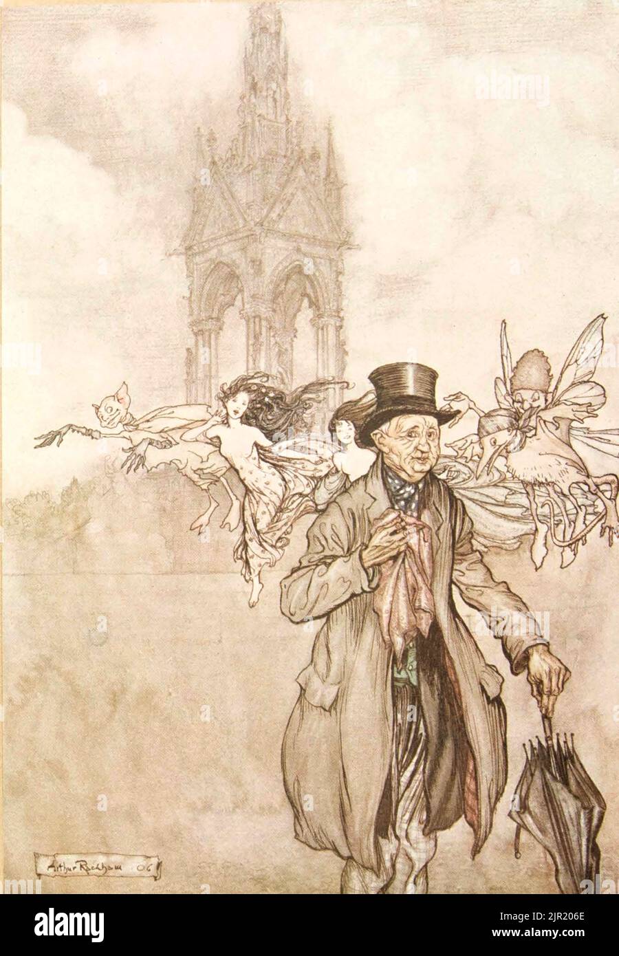 Der alte Herr Salford war ein Krabbenapfel eines alten Gentleman, der den ganzen Tag in den Gärten wanderte, aus dem Buch „Peter Pan in Kensington Gardens“ aus „der kleine weiße Vogel“ von Barrie, J. M (James Matthew) 1860-1937, illustriert von Arthur Rackham Publisher Hodder & Stoughton 1910 Stockfoto