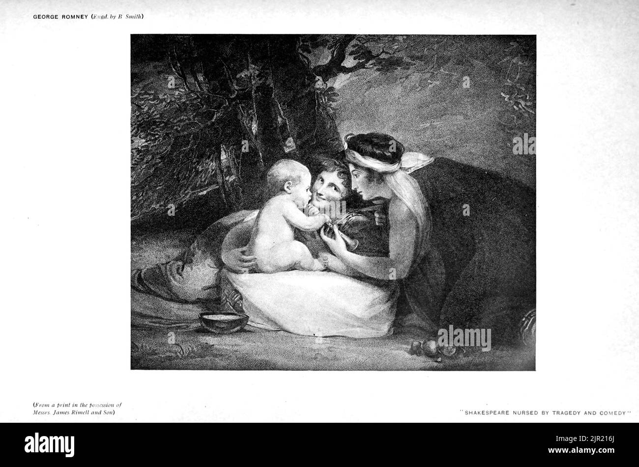 Baby Shakespeare von Tragödie und Komödie von George Romney aus dem Buch „Shakespeare in pictorial Art“ von Salaman, Malcolm Charles, 1855-1940; Holme, Charles, 1848-1923 Erscheinungsdatum 1916 Verlag London, New York [etc.] : 'The Studio' ltd. Stockfoto