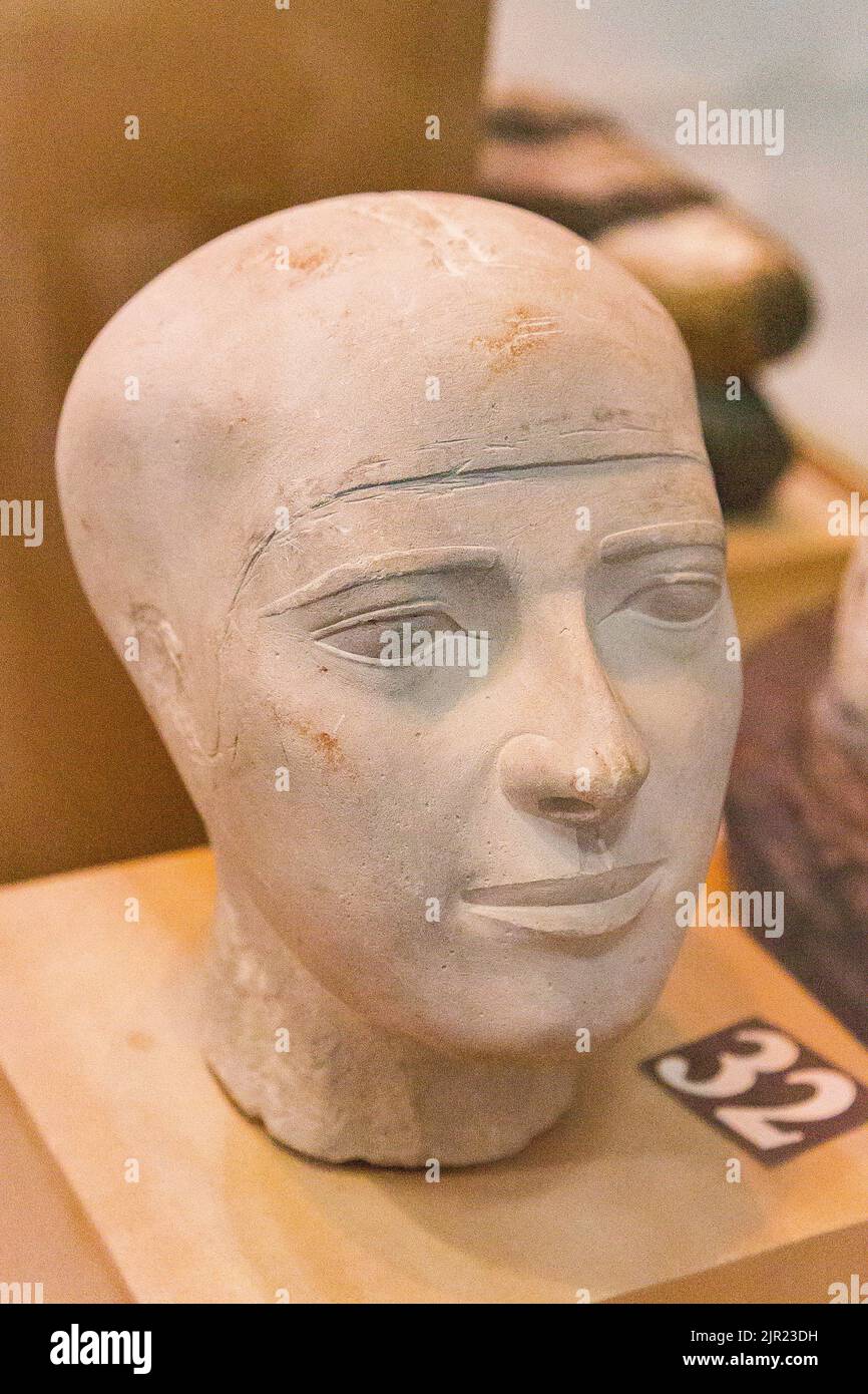 Kairo, Ägyptisches Museum, Reserveschef eines Mitglieds der Familie Khephren, Kalkstein, aus Guizeh. Stockfoto