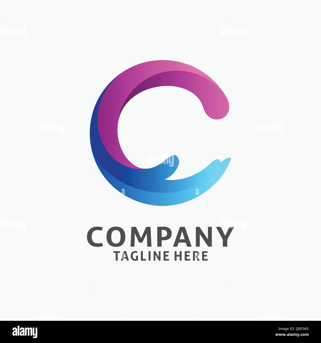 Logo mit C Care-Schriftzug und Handinspiration Stock Vektor