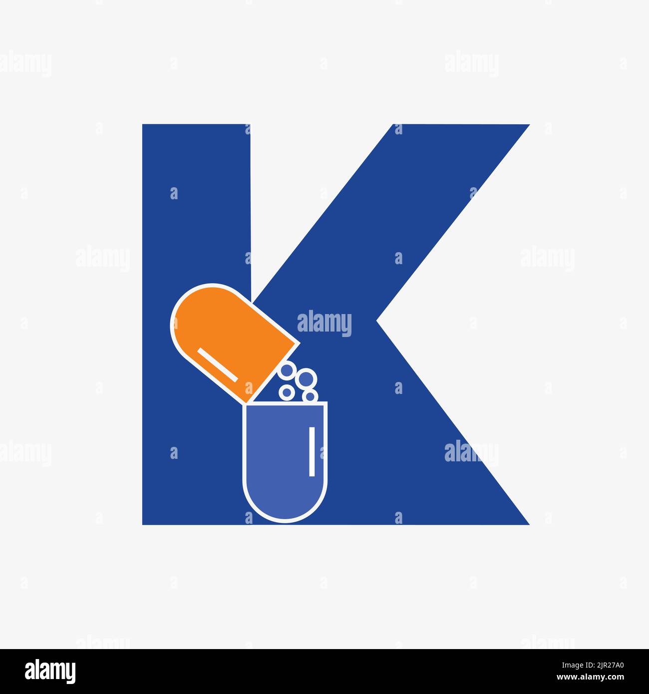 Buchstabe K Medizin Tablet Logo Konzept für Healthcare Logo Zeichen Vektor-Vorlage Stock Vektor