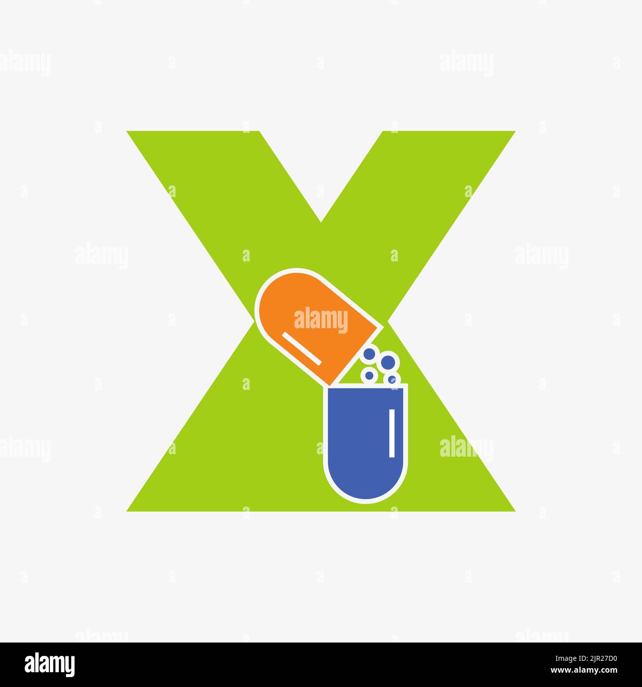 Letter X Medicine Tablet Logo-Konzept für das Gesundheitswesen Logo Zeichen Vektor-Vorlage Stock Vektor