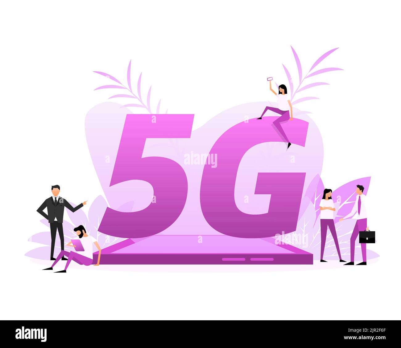 5G SIM-Karte. 4G Technologiehintergrund. Flache Schriftzeichen Stock Vektor