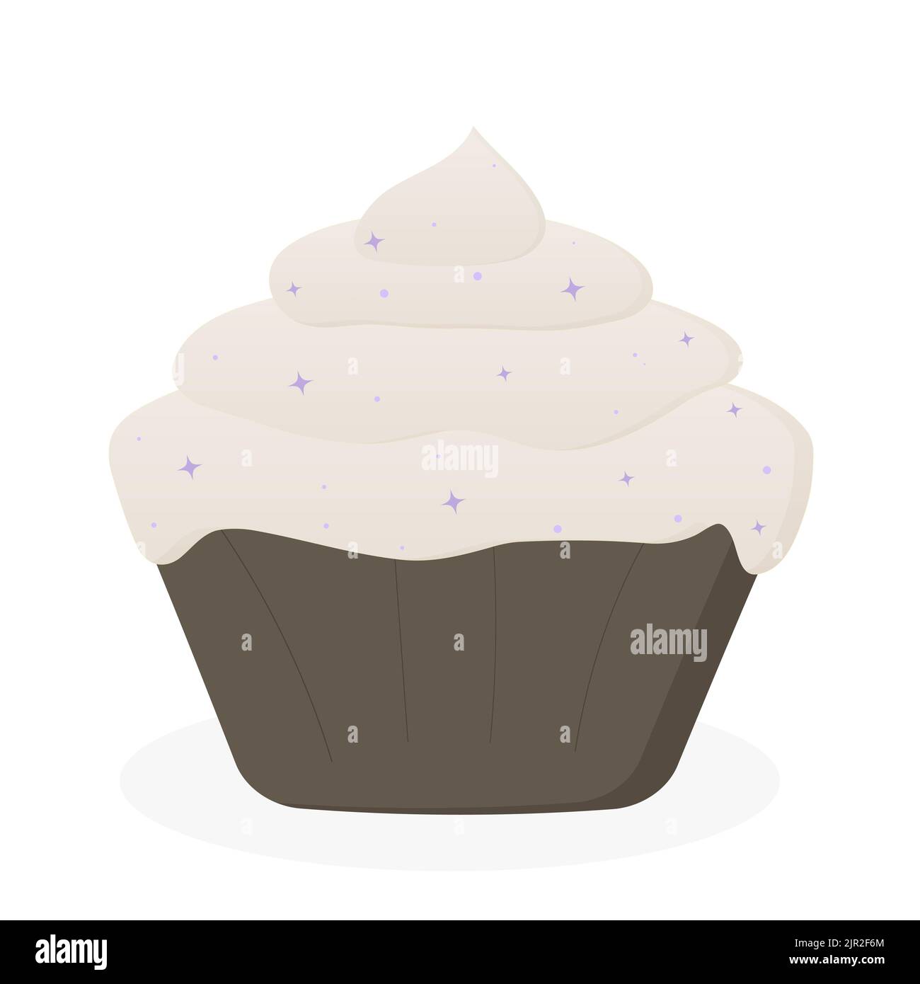 Köstlicher Cupcake mit Creme und brauner Basis. Dessert Vektor Illustration Design Stockfoto
