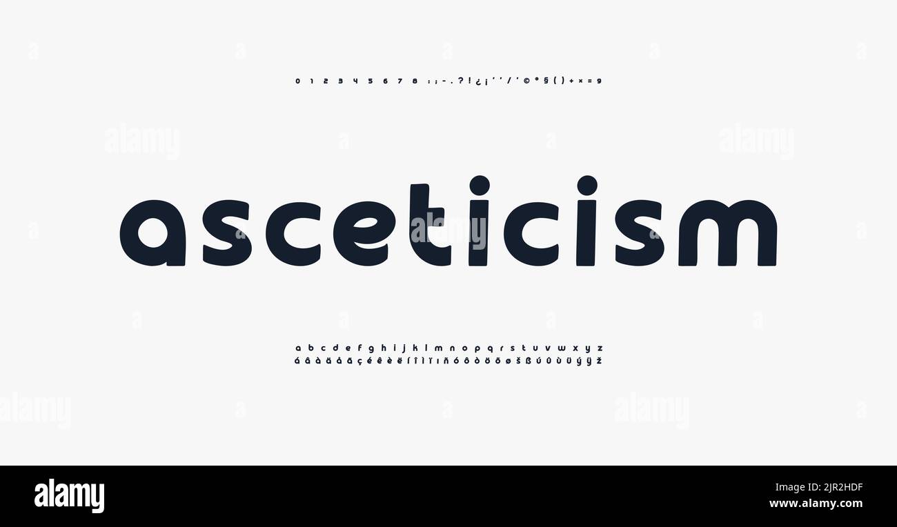 Minimalistisch saubere zeitgenössische Schrift, moderne Bauhaus-Kleinbuchstaben und -Zahlen für Überschrift, Logo, Zitate, Mode, Fotografie, Branding Stock Vektor