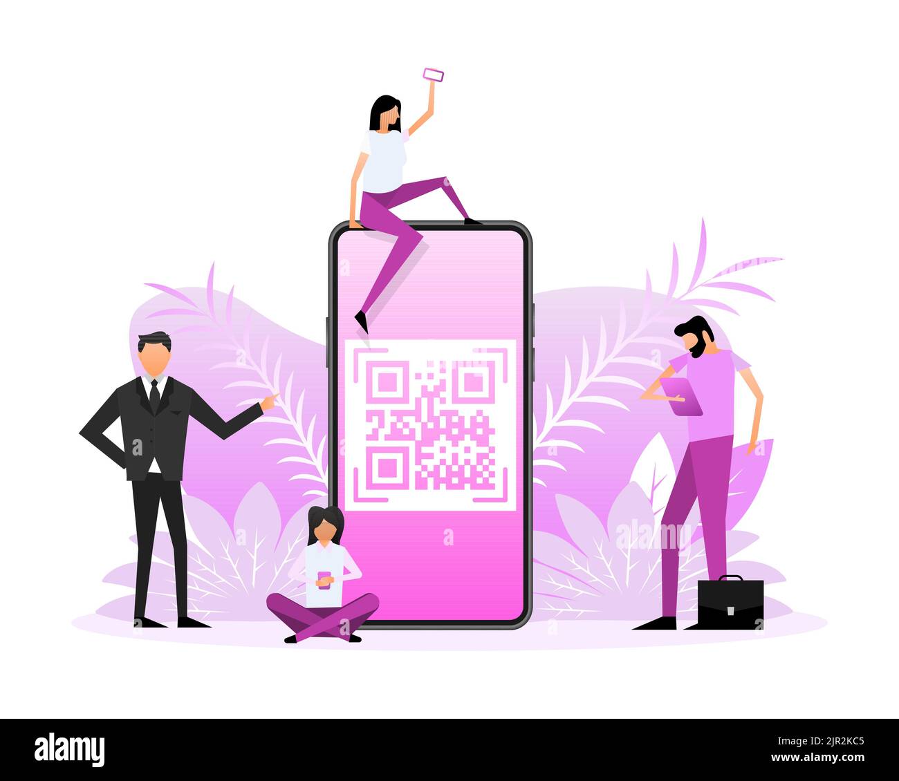 Scannen sie qr-Code Menschen, tolles Design für jeden Zweck. Flaches Design Stock Vektor