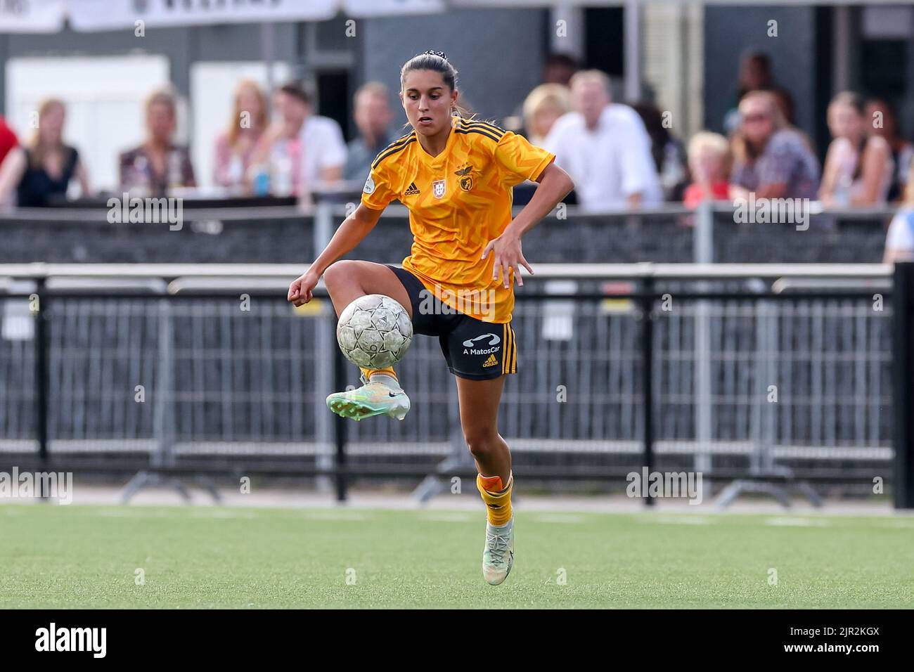 ENSCHEDE, NIEDERLANDE - 21. AUGUST: Andreia Faria von SL Benfica während des UEFA Woman's Champions League Qualifikationsspiels zwischen dem FC Twente VR und SL Benfica VR am 21. August 2022 im Sportcampus Diekman in Enschede, Niederlande (Foto: Marcel ter Bals/Orange Picles) Stockfoto