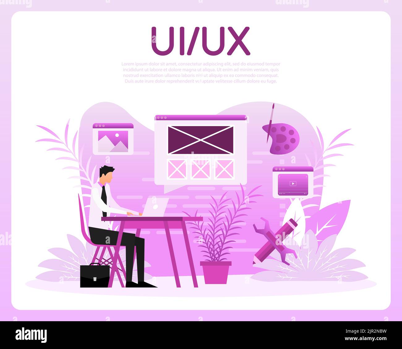 Web UI-UX Design, Web-Entwicklung. Digitale Industrie. Vektorgrafik. Stock Vektor