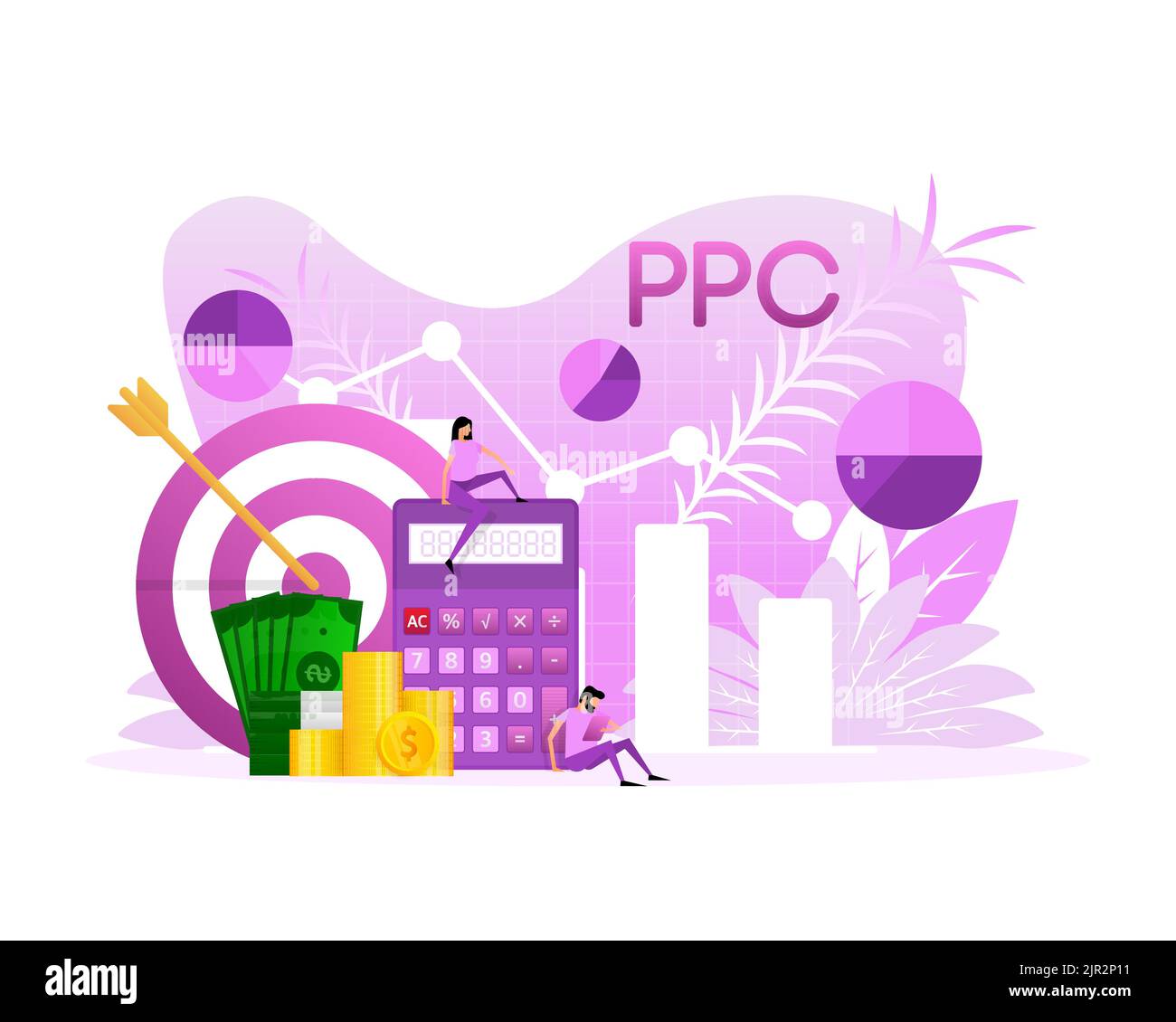 PPC-Mitarbeiter für Marketing-Design. Isometrische Vektordarstellung. Social-Media-Marketing Stock Vektor