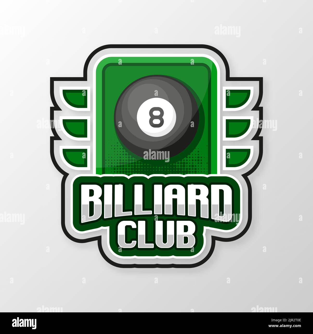 Billardkugel. Sportspiel-Turnier. Ligamannschaft und Fanclub. Vektorgrafik. Stock Vektor