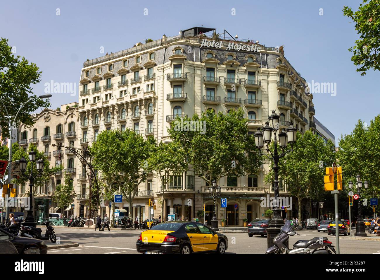 Das Äußere des Hotel Majestic in Passeig de Gracia, Barcelona, Spanien Stockfoto