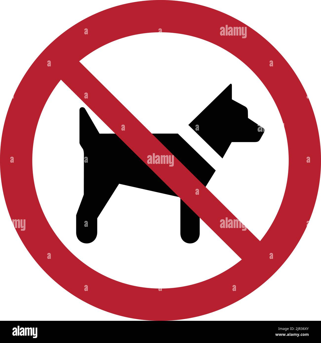 ISO 7010 p021 – Hunde sind nicht erlaubt. Hundeverbotsschild, Vektorgrafik. Stock Vektor