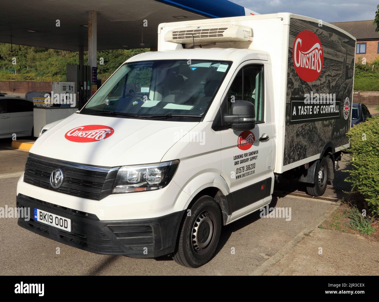 Ginsters, Taste of Cornwall, Lieferwagen, Lieferwagen, Lebensmittel, England, Großbritannien Stockfoto