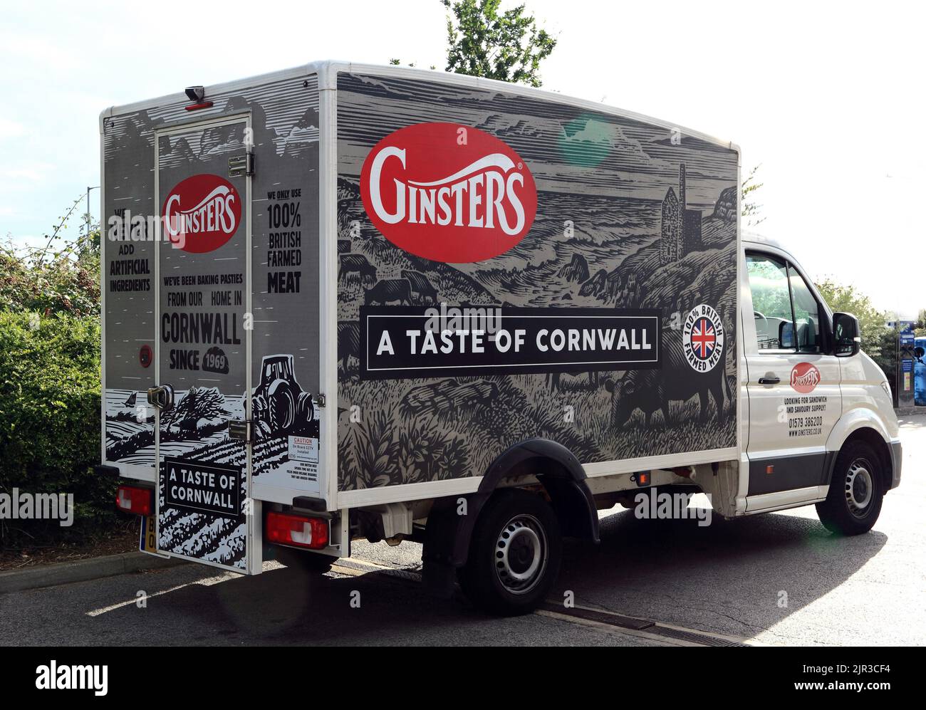 Ginsters, Taste of Cornwall, Lieferwagen, Lieferwagen, Lebensmittel, England, Großbritannien Stockfoto