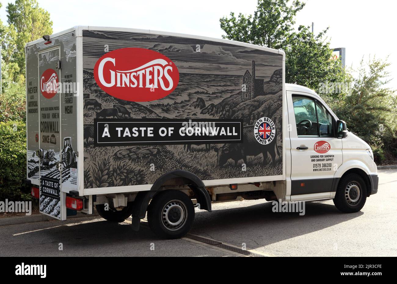 Ginsters, Taste of Cornwall, Lieferwagen, Lieferwagen, Lebensmittel, England, Großbritannien Stockfoto