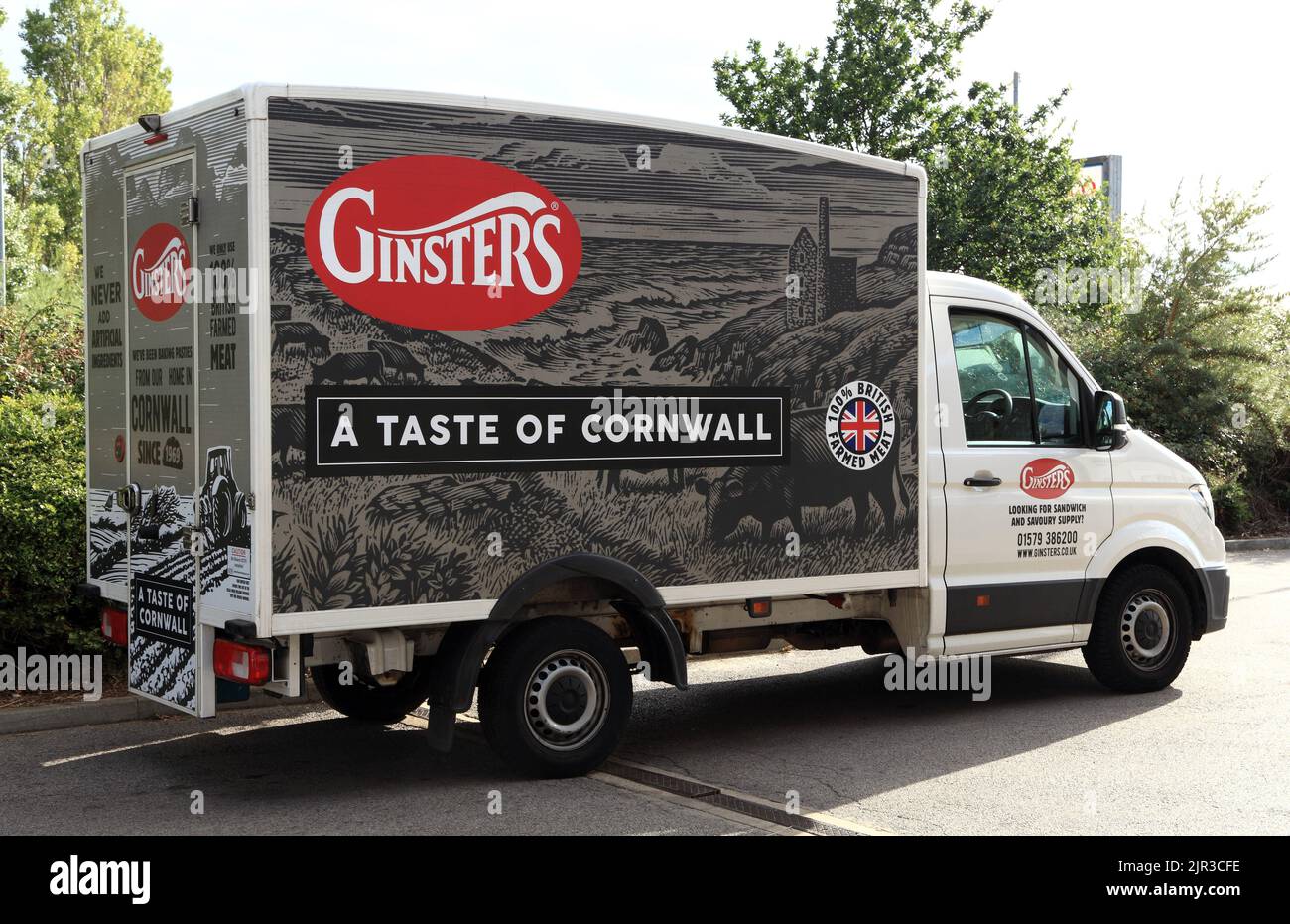 Ginsters, Taste of Cornwall, Lieferwagen, Lieferwagen, Lebensmittel, England, Großbritannien Stockfoto