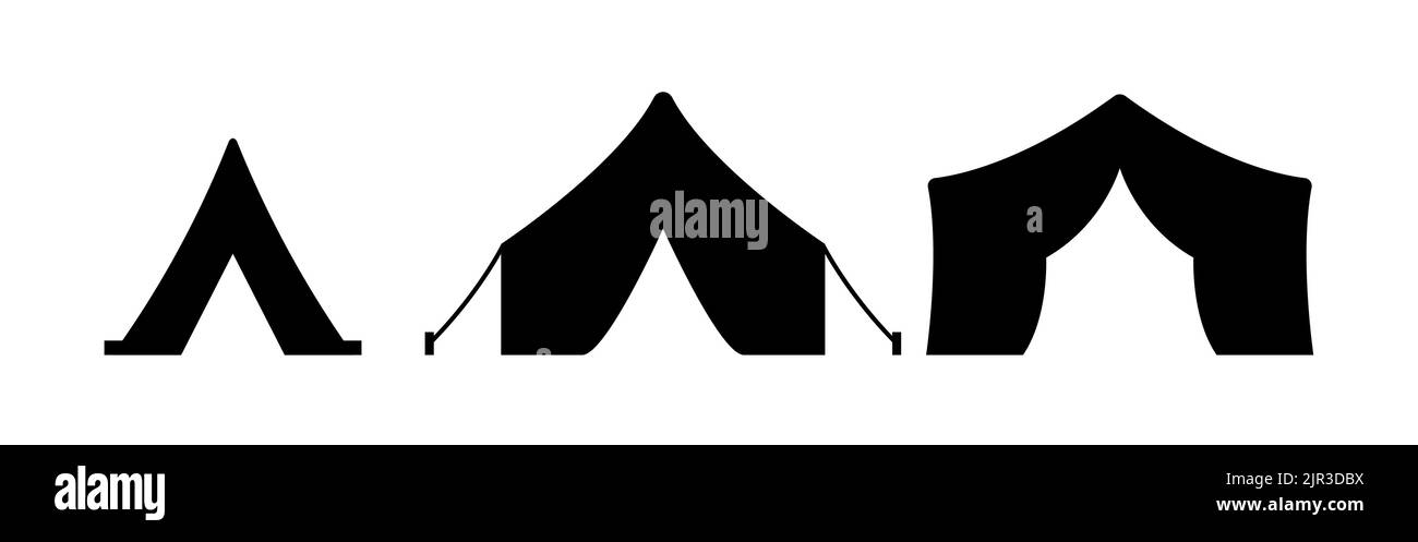 Vektor Zelt schwarz Leinwand Symbol Festzelt Party Event Silhouette Zelt Symbol Stock Vektor