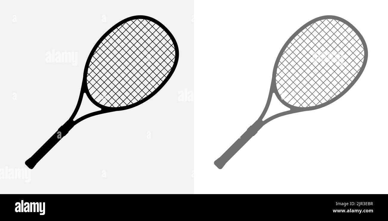 Tennisschläger Vektor-Symbol schwarz klassische Illustration. Symbol für Tennisschläger Stock Vektor