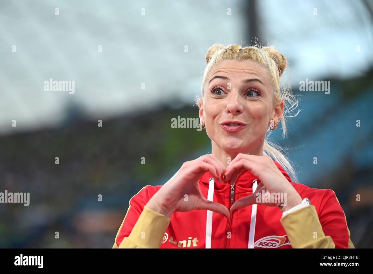 Marija Vukovic (Montenegro). High Jump Silver Medal. Europameisterschaften München 2022 Stockfoto