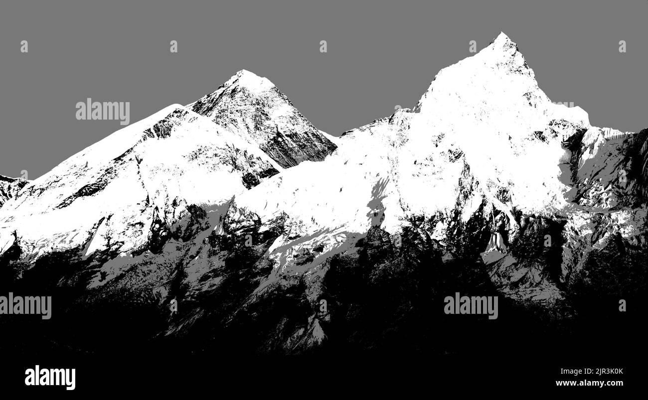 Abstrakte Silhouette des Mount Everest von Kala Patthar, Sagarmatha Nationalpark, Khumbu Tal, Nepal Stockfoto