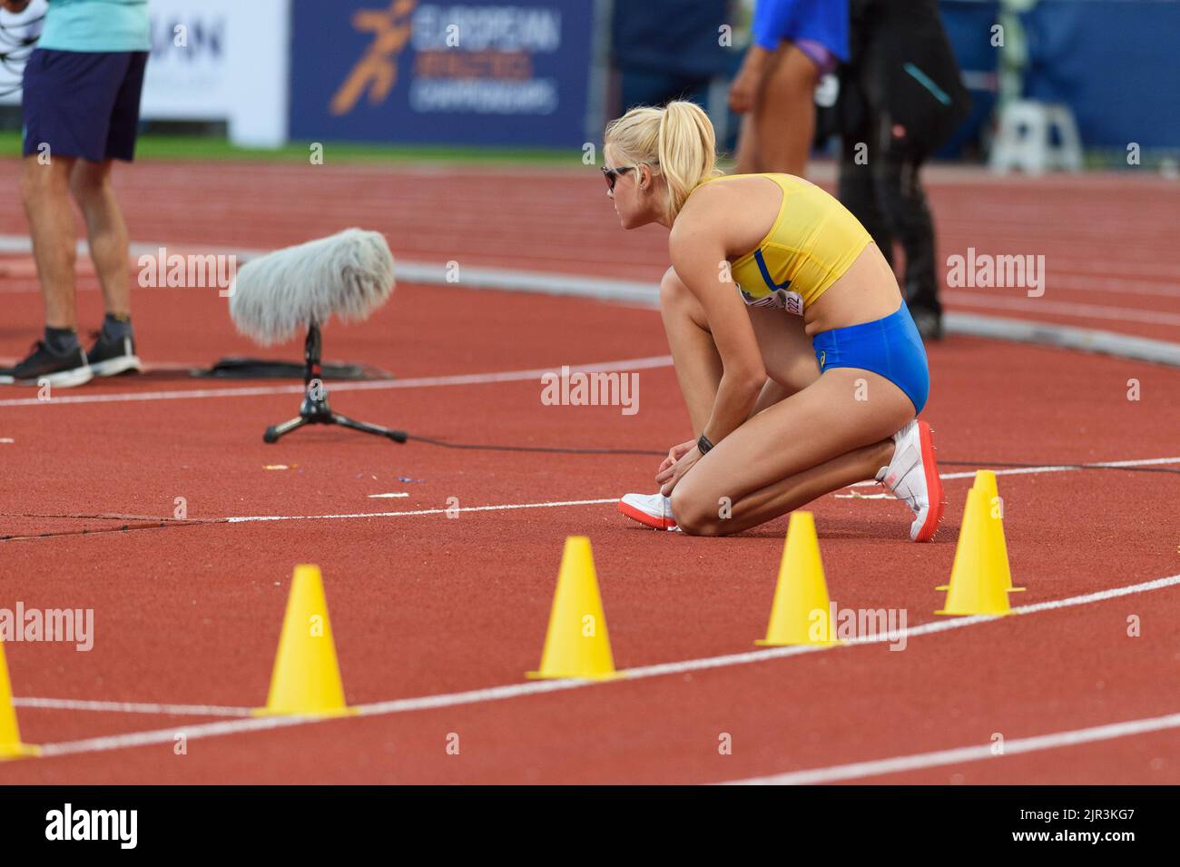 21,8.2022, München, Olympiastadion, Europameisterschaft München 2022: Leichtathletik, Yuliya Levchenko (Ukraine) beim Frauen-Hochsprung-Finale (Sven Beyrich/SPP-JP) Quelle: SPP Sport Pressefoto. /Alamy Live News Stockfoto