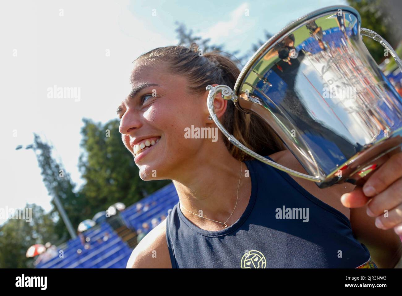 VANCOUVER, BC - 21. AUGUST: Final Match Womens Valentini Grammatikopoulou(GRE) Def Lucia Bronzetti (ITA)am 9. Tag des 2022. Odlum Brown VanOpen im Hollyburn Country Club am 21. August 2022 in West Vancouver, British Columbia, Kanada.(Foto von Clelio Tomaz/Pximages Stockfoto