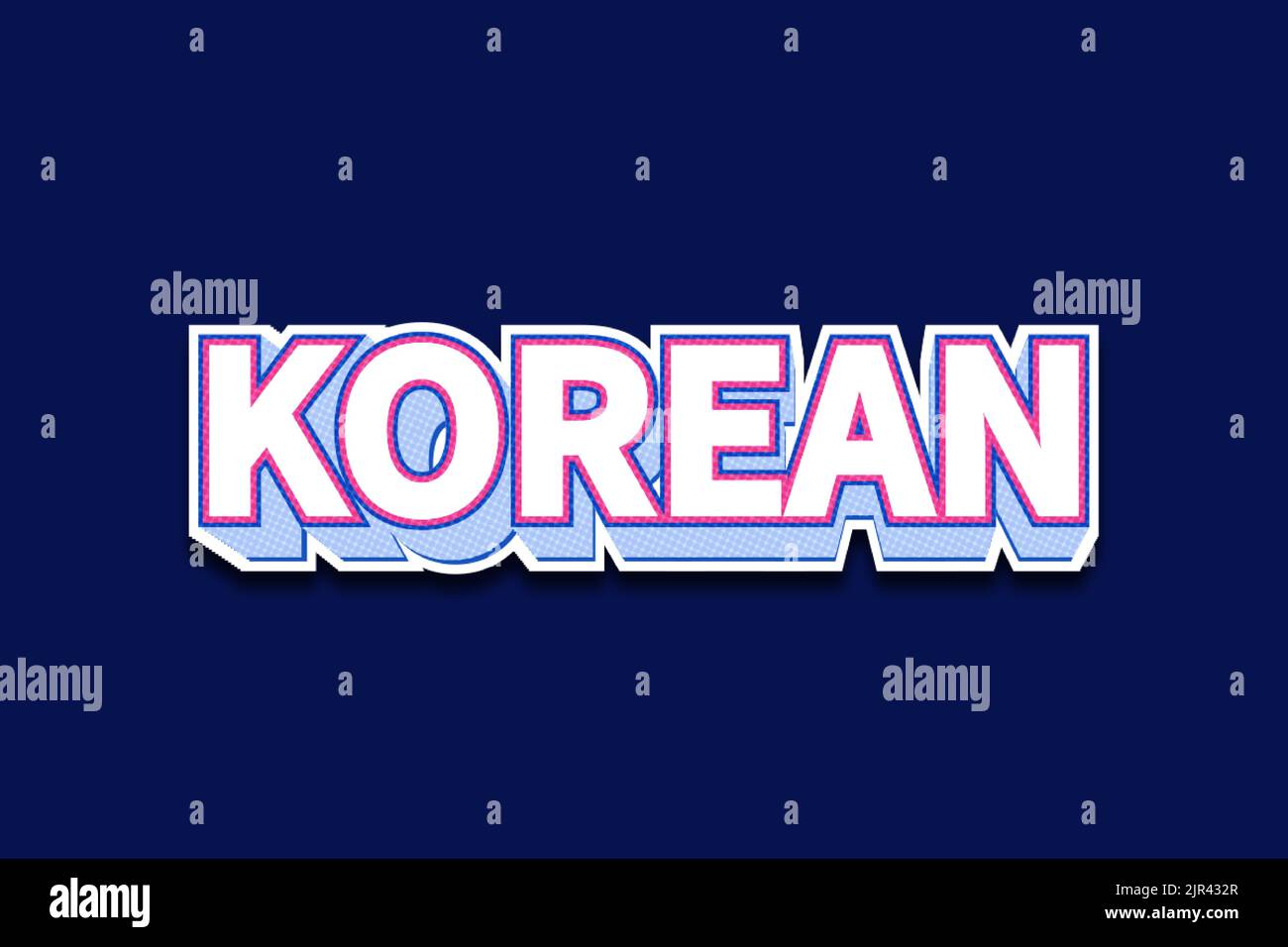 Editierbare Texteffekte Koreanisch , Wörter und Schriftart können geändert werden Stock Vektor