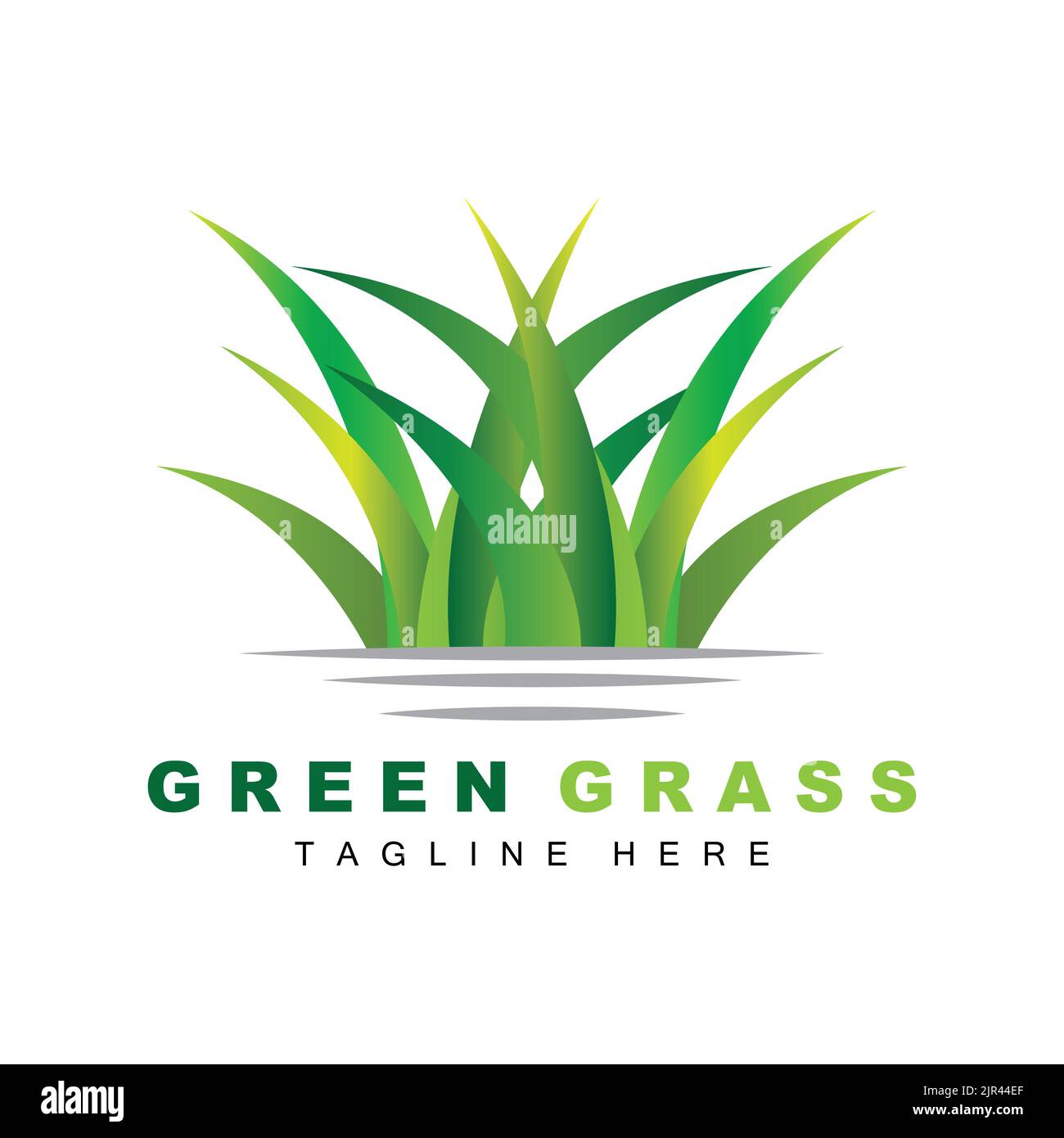 Green Grass Logo Design, Farm Landscape Illustration, Natural Scenery Vector Stock Vektor