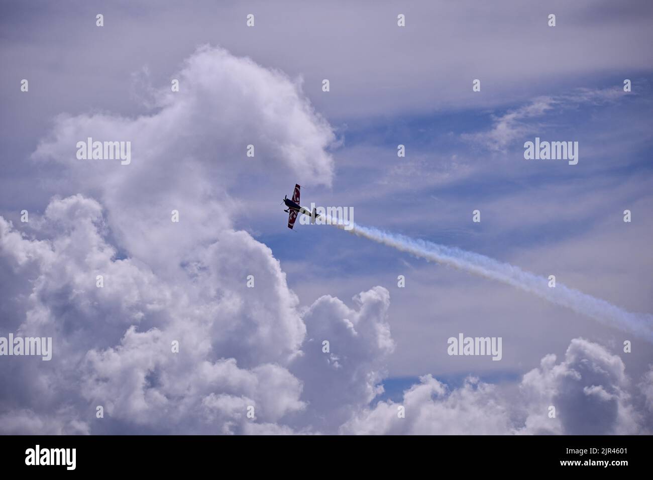 EVAA (Aerobatics Team of Air Army) bei einem Demoflug während der Alpe d'Huez Air Show in Alpe d'Huez, Frankreich am 21. August 2022. Foto von Julien Reynaud/APS-Medias/ABACAPRESS.COM Stockfoto