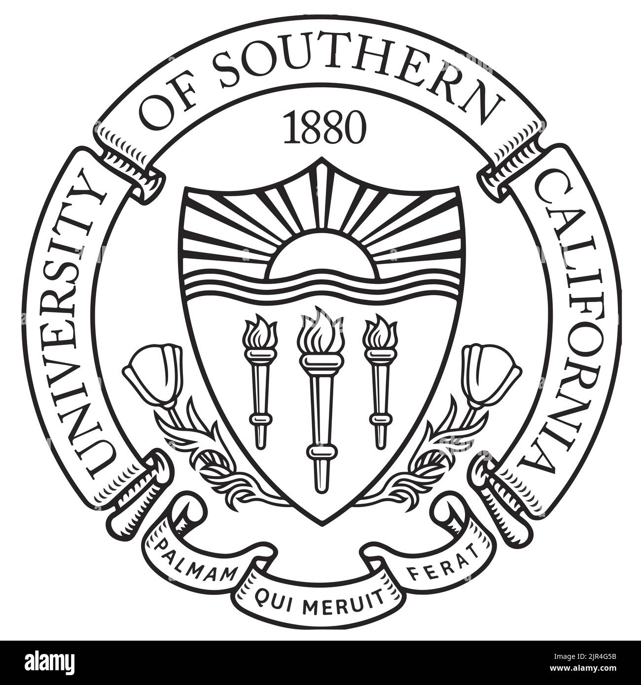 Siegel und Logo der University of Southern California Stock Vektor