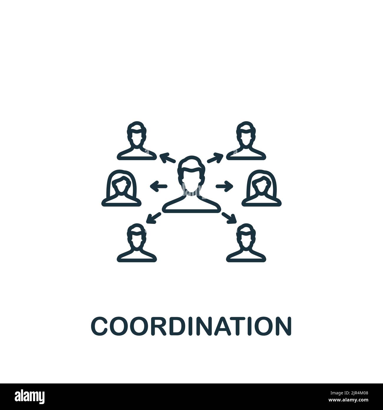 Koordinationssymbol. Einfaches Liniensymbol für Vorlagen, Webdesign und Infografiken Stock Vektor