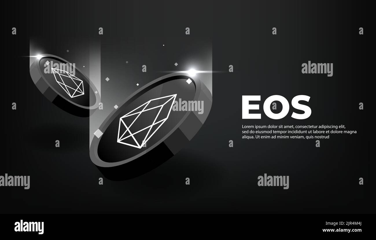 EOS Münze Kryptowährung Konzept Banner Hintergrund. Stock Vektor