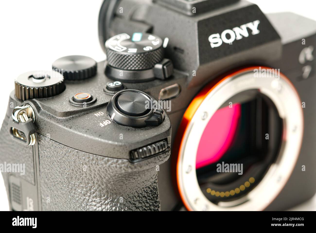 Tallinn, Estland, Mai 2022, Sony A7 MIV Fullframe spiegellose Kamera, Sony Alpha 7m4. Stockfoto