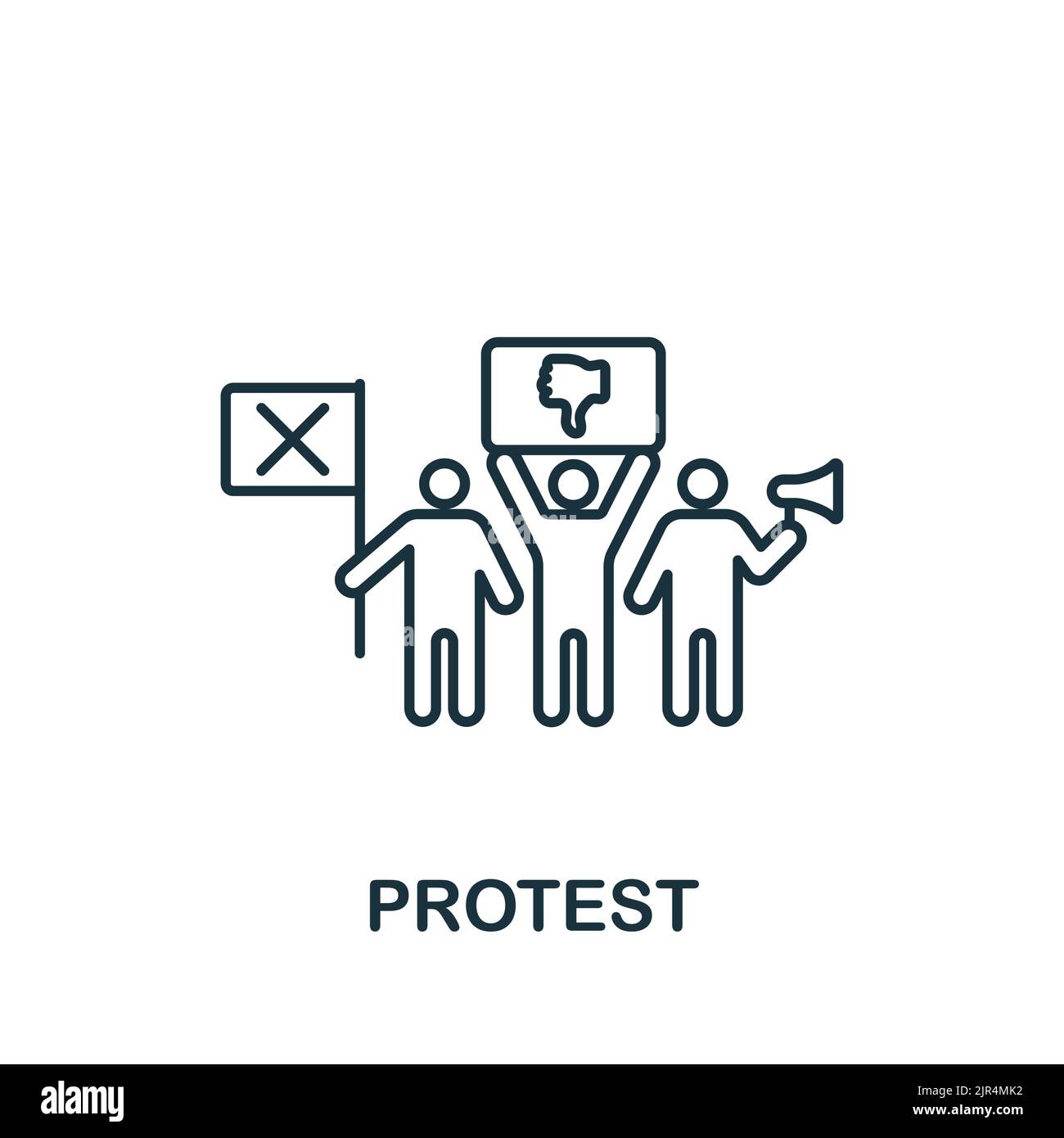 Protestsymbol. Line Simple Line Protest Icon für Templates, Webdesign und Infografiken Stock Vektor