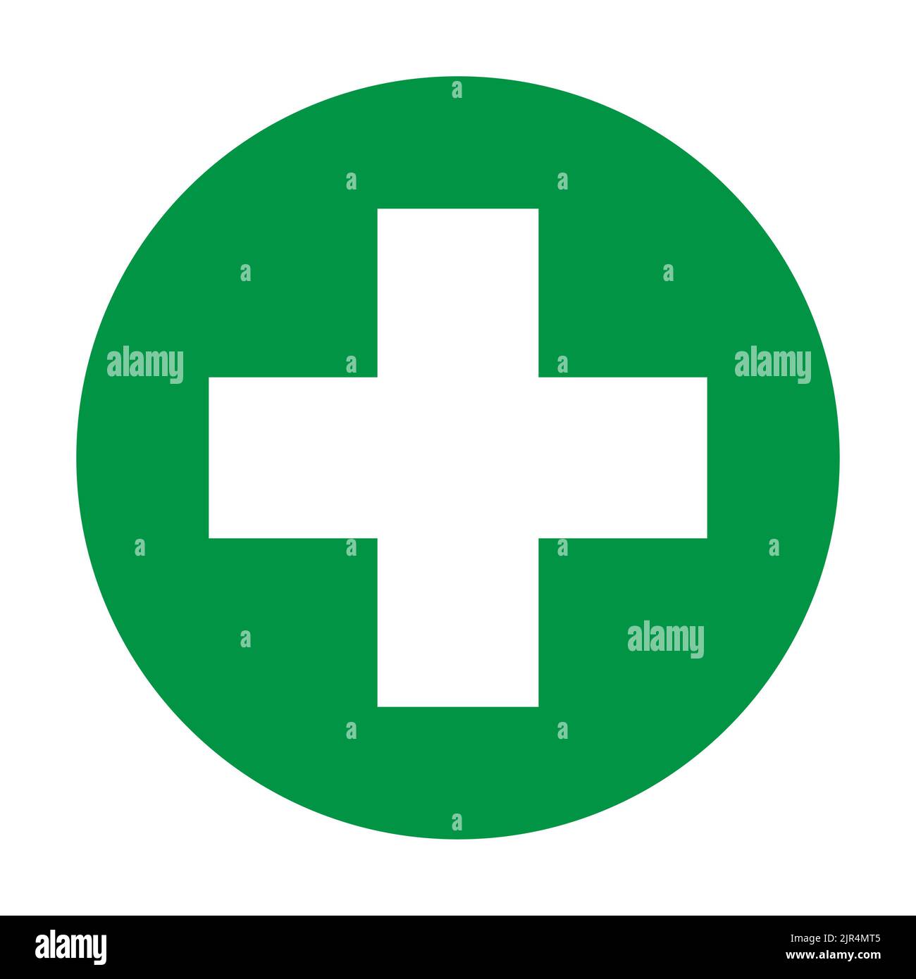 Erste-Hilfe-Zeichen und weißes Kreuz auf grünem Hintergrund Symbolvektor für Grafikdesign, Logo, Website, Social Media, mobile App, UI-Abbildung Stock Vektor