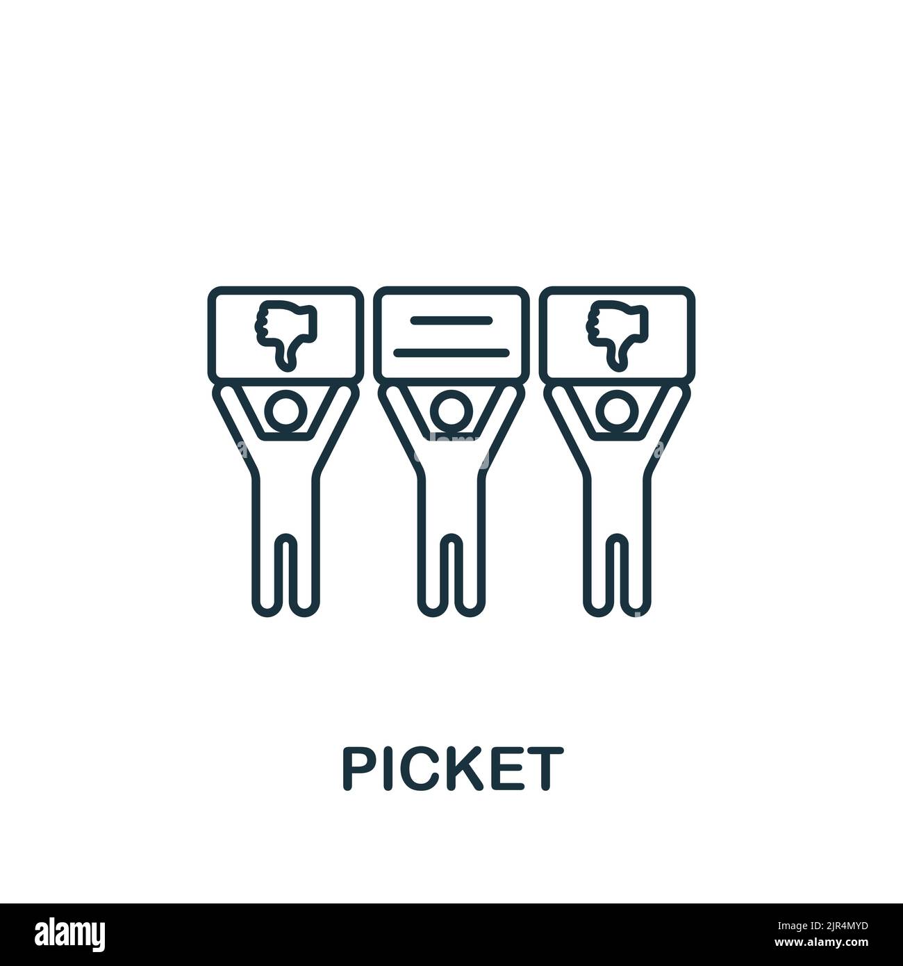 Picket-Symbol. Line Simple Line Protest Icon für Templates, Webdesign und Infografiken Stock Vektor