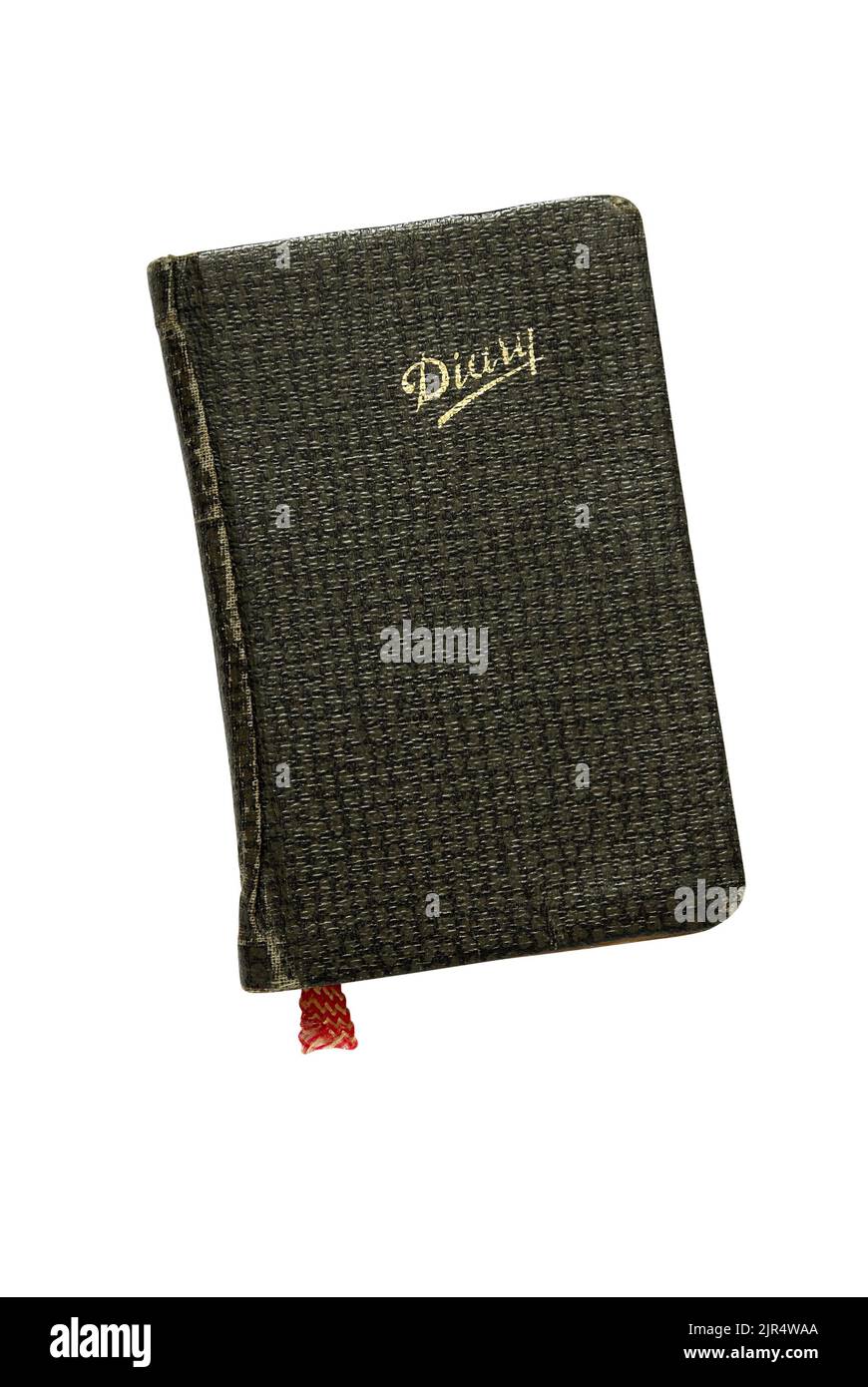 Ein altes Taschentagebuch, isoliert auf weiß, mit ausgeschnittenem Pfad Stockfoto