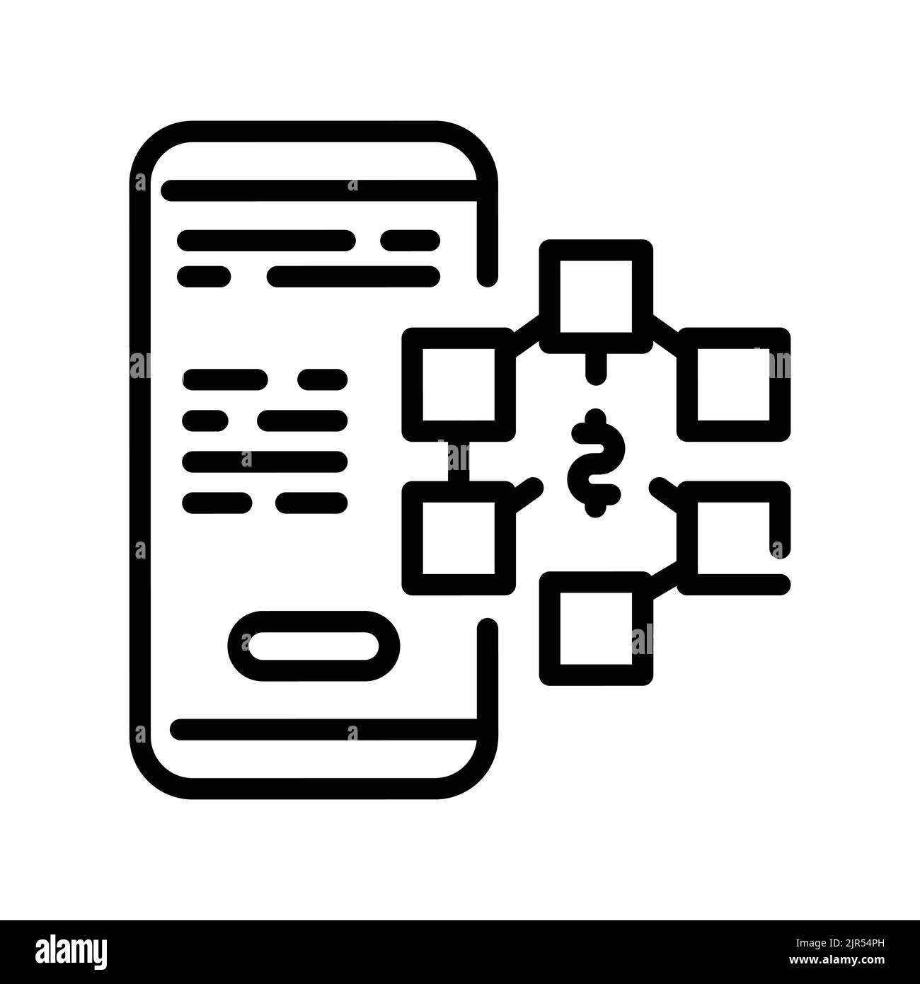 Symbol für Dapp-Linie. Virtuelles Geld. Stock Vektor