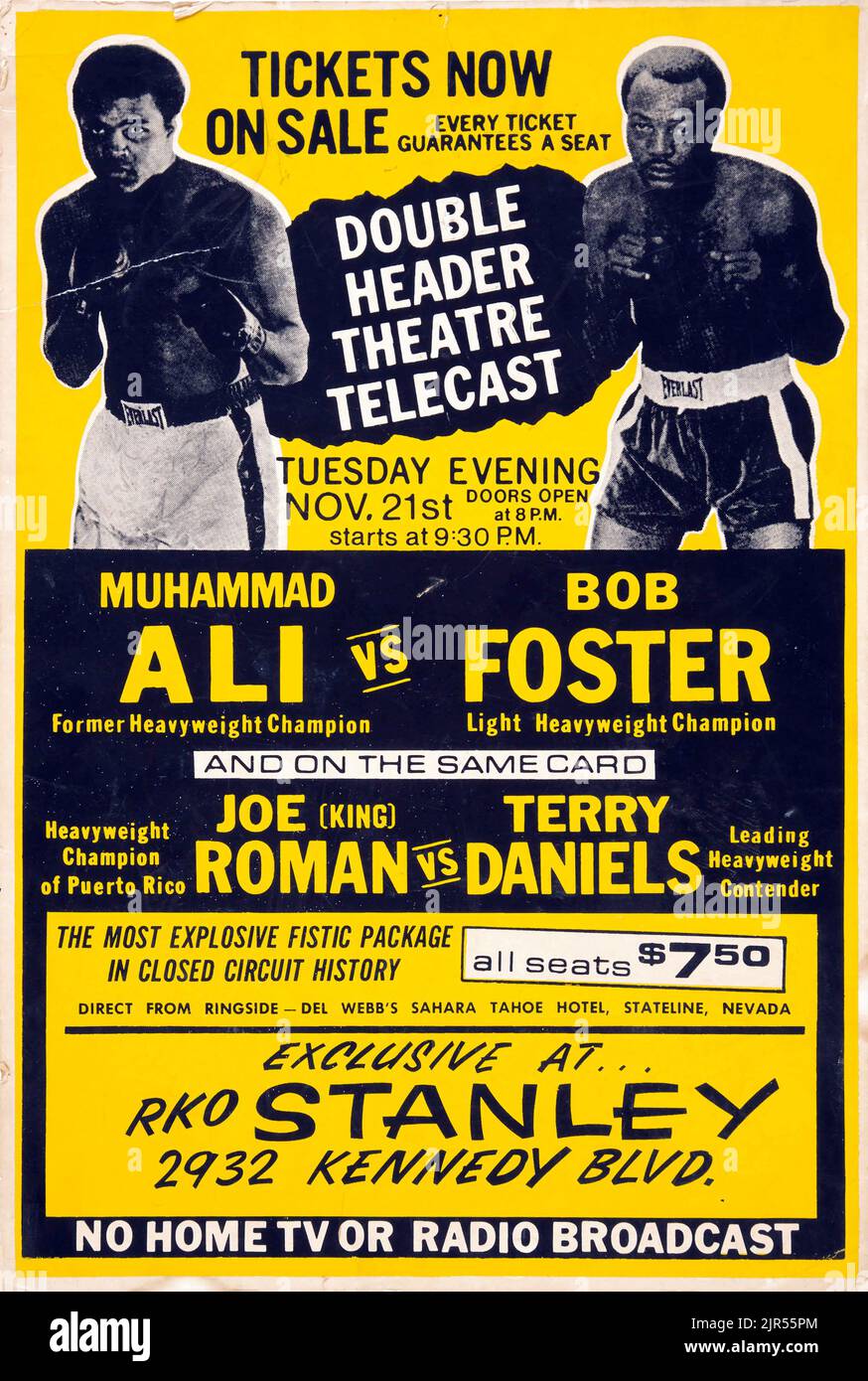 1972 Muhammad Ali vs. Bob Foster Closed Circuit Poster Stockfoto