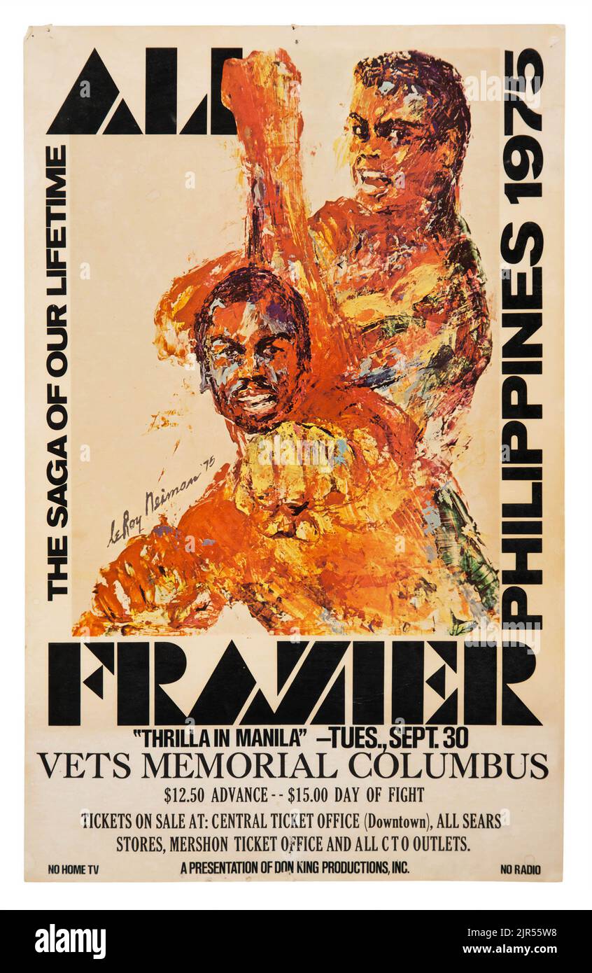 1975 Muhammad Ali vs. Joe Frazier III Closed-Circuit Fight Poster Stockfoto